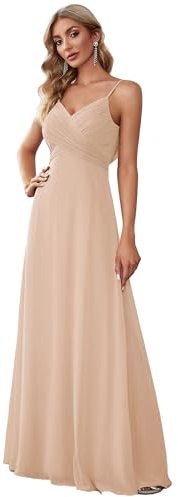 Ever-Pretty Robes de Demoiselle d'honneur Col en V sans Manche Mousseline Maxi Robe évasée ES80026