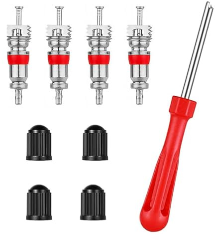 hankousi Juego de 9 extractores de núcleo de válvula, herramienta de válvula de neumático de doble cabeza roja y extractor de válvula para coche, bicicleta, motocicleta, llave profesional de válvula