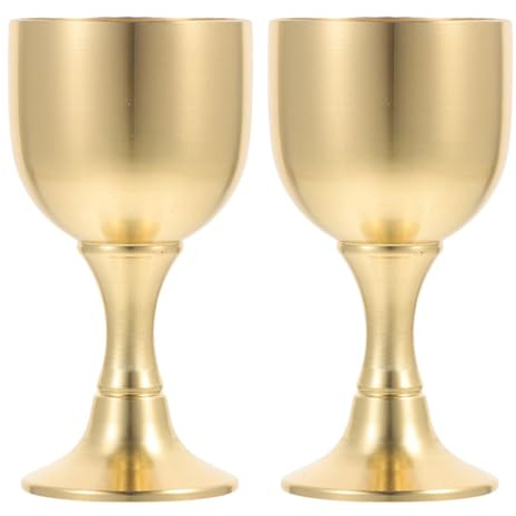 Lurrose Coupe Décorative à Offrandes et Laiton Or 2pcs en Laiton Or Tasse Bouddhiste Portable et Solide, pour Cérémonie Religieuse Offrande Spirituelle