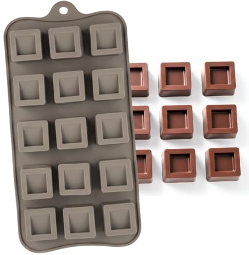 Stampo in Silicone per Cioccolatini 3D - Stampo da Forno e Frigo - Versatile per Dolci, Ghiaccio, Candele, Caramelle, Gelatina, Lecca Lecca- Formine Antiaderenti (QUADRATE)