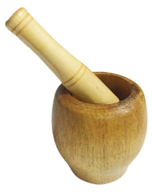 Mortero Juego de mortero madera con superficie lisa y recipiente portátil for mezclar ajo