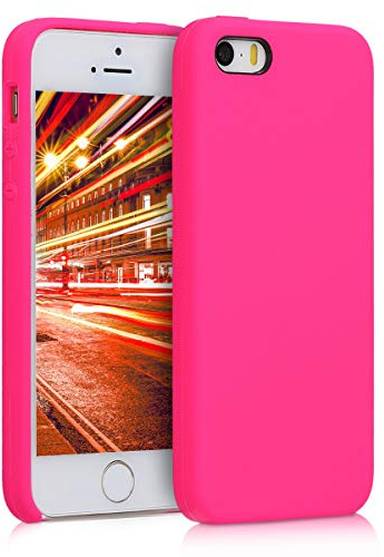 kwmobile Housse Compatible avec Apple iPhone SE (1.Gen 2016) / iPhone 5 / iPhone 5S Coque - Housse de téléphone Protection Souple en TPU Silicone - Rose Fluo
