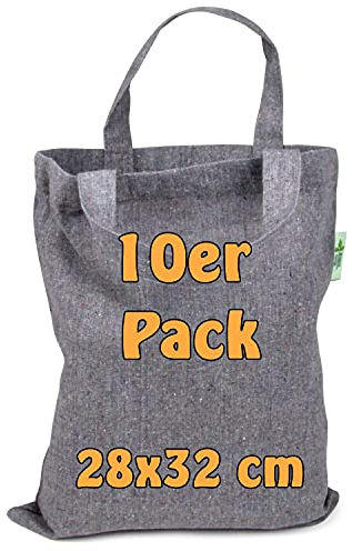Cottonbagjoe | Baumwolltaschen zum Bemalen | 28x32 cm | Stoffbeutel | DIY | Bauwollbeutel | kurze Henkel | DIN A4 | Geschenktasche | Jutebeutel (Recycle, 10 Stk.)