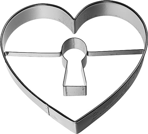 Birkmann Tagliabiscotti Cuore con buco della serratura Interno in rilievo Tagliabiscotti Biscotto 7 cm