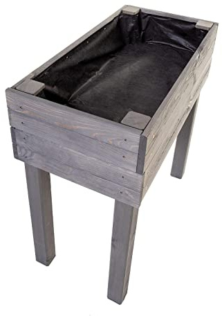 BooGardi Hochbeet Holz mit Vlies · 4 Farben · Anthrazit · Pflanzkasten rückenschonend · Blumenkasten · Kräuterbeet Gemüsebeet für Balkon Terrasse