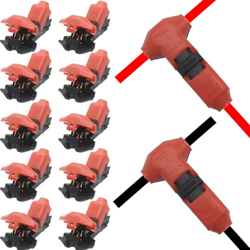 Quick Splice Wire Connectors, CTRICALVER Wire Connectors 1 Pin Low Voltage Electrical T Tap Solderless， Without Stripping Suitable for 0.35-0.5 mm²（ 20-22AWG） Electrical Wire Connection（10pcs）