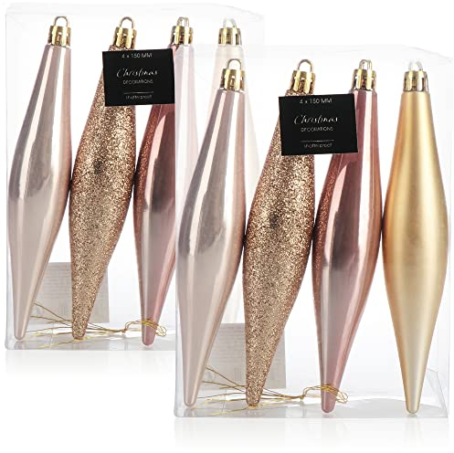 com-four® 8X Christbaumanhänger in Zapfen-Form, bruchfester Christbaumschmuck, Zapfenanhänger als Weihnachtsbaum-Dekoration, tolle Hängedeko