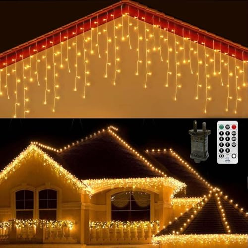 20M istappar utomhus julgardin Fairy Lights Nätdrivna utomhusisljus med 108 droppar för juldekorationer inomhusgazebo, varmvitt