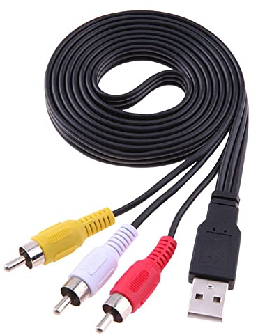 ezqnirk 1pcs 1.5m/5ft USB USB mâle A à 3 RCA mâle AV A/V Adaptateur de câble USB à RCA Convertisseur vidéo audio Cordon de câble Convient pour TV HD TV HD