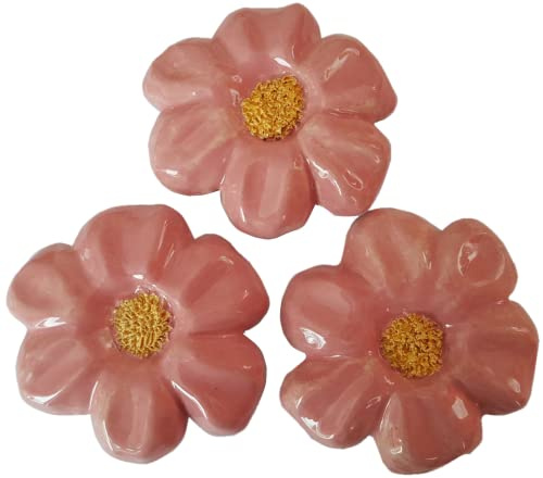 3 Keramik Blüten rosa ca. 8,5 cm