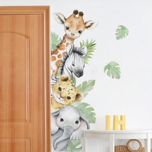 clothmile Wandaufkleber, Motiv: Dschungeltiere, Wald, Elefant, Löwe, Affe, Wandaufkleber für Kinder, Baby, Kinderzimmer, Spielzimmer, Schlafzimmer, Klassenzimmer, Kindergarten, Wanddekoration