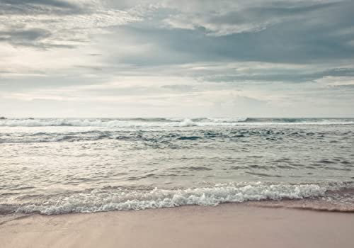 decomonkey Premium Fototapete Strand 350x256 cm Design Tapete XXL Fototapeten Vlies Tapeten Vliestapete Wandtapete moderne Wand Schlafzimmer Wohnzimmer Natur Meer Himmel Wellen Landschaft Sonne Blau