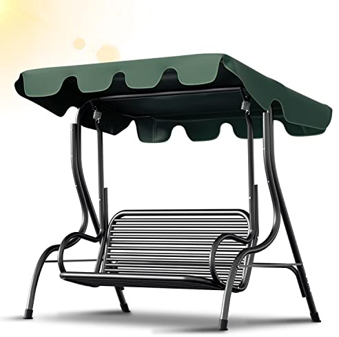 Vigevee Ersatzdach Universal Sonnendach für Hollywoodschaukel UV-Schutz 210x145cm Dach für Gartenschaukel Erastzbezug Grün Dachplane Wasserdichtes für 3-Sitzer