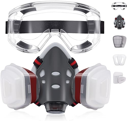 Maschera Antipolvere Riutilizzabile del Respiratore, Mezza Maschera del Respiratore Viso Con 10Pcs Filtro Cotone per Pittura, Lavorazione del Legno e Operazioni di Costruzione