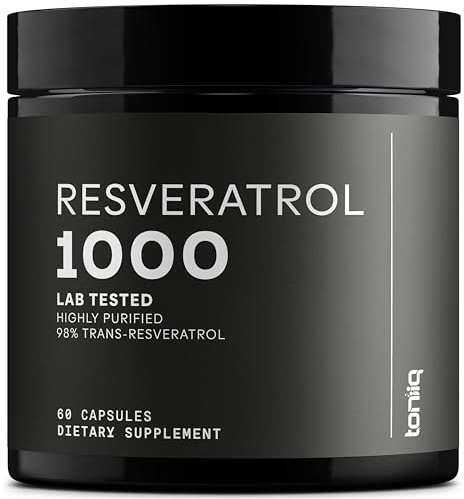 Ultra High Potency Third-Party Tested Trans Resveratrol 1000mg - 98% Pure, Highly Purified and Bioavailable - Resveratrol Polygonum Root Extract - 60 Capsules
