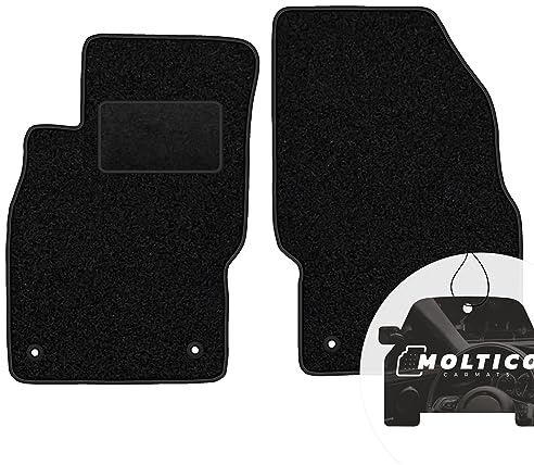 moto-MOLTICO Vorne Fußmatten Auto Velours Autoteppiche | Schwarz Automatten Set 2-teilig passend für Opel Adam 2012-2019, Corsa D 2006-2014