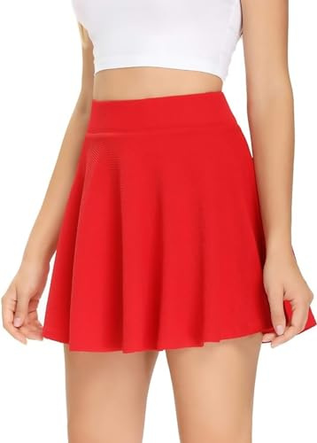 C K CrisKat Falda para Niñas Falda Corta Plisada de Punto para Niñas Faldas Patinador Danza Tenis Disfraz (9-10 Años, Rojo Loto)
