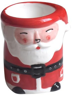 Soulnioi Eierbecher, Cartoon-Keramik-Eierhalter, bedruckter Eierhalter, Eierständer-Tablett, für Küche gekochte Eier Frühstücksgeschäft Eierbecher/Halter Weihnachtsmann