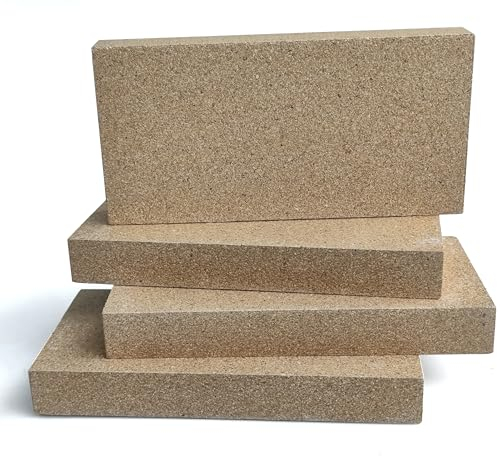 Ladrillos refractarios aislantes para estufas de leña, ladrillos refractarios aislantes, repuesto de 9 x 4.5 x 1.25 pulgadas para chimeneas, hogueras, estufas de madera (4 piezas, material de