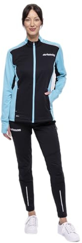 Airtracks Damen Winter Laufset Pro Line: Thermo Laufhose Lang + Thermo Laufshirt Langarm (Laufset, 2-TLG) - Wasserdicht - Winddicht - Atmungaktiv - Reflektoren