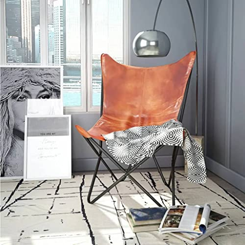 CKioict Lesesessel Cocktailsessel Moderner Polstersessel Butterfly-Sessel Braun EchtlederGeeignet für Büro, Schlafzimmer, Arbeitszimmer