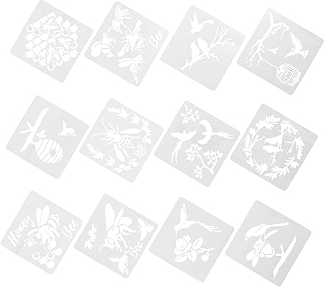 SEWACC 12blätter Wiederverwendbare Schablonen Blumenform Malschablonen Für Kreative Wandgestaltung Und Bastelprojekte Quadratisch Für Erwachsene