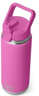 YETI Rambler 26 oz Bottle, Vacuum Insulated, Stainless Steel with Color-Matched Straw Cap, Wild Fuchsia