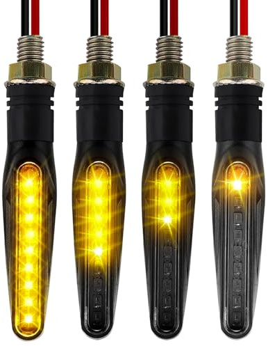 JDM Group 4PCS - Clignotant Moto Led Homologué - Clinotant Moto 12 LED 12V - Ajustement Universel - Séquentielles Flexible étanche IP68 et de haute résistance