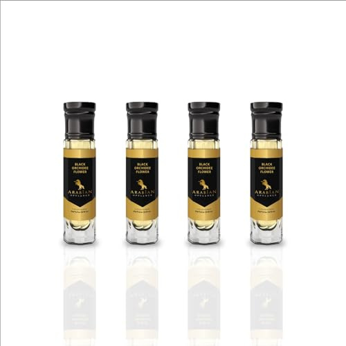 Arabian Opulence FR44 BLACK ORCHIDEE FLOWER Roll-on Perfume Oil | Concentrated Fragrance Body Oil | Long Lasting Oil Based Perfume for Women | Travel Size Alcohol-Free Bottle (6ML, 4 Pack)