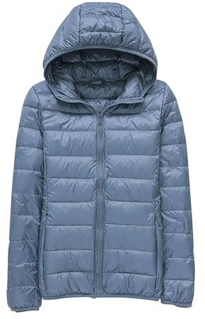 hahuha Trench Cardigan for Women Womens Fall Outfits Women Warm Lightweight Jacket Hooded Windproof Winter Coat with Recycled Insulation Winter Slim Short Hooded Warm White Duck Plus (Light Blue, S)