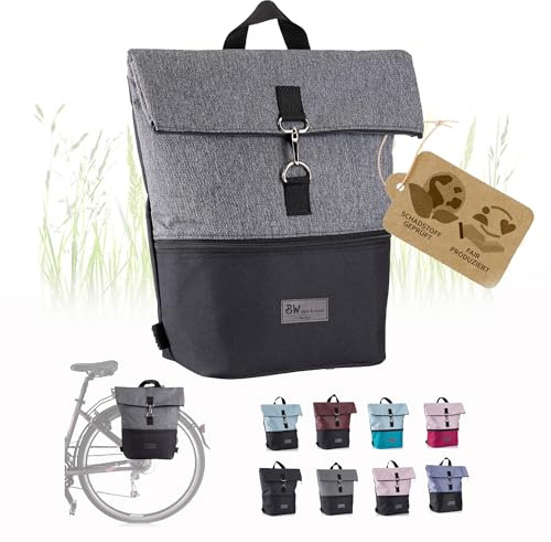 Fahrradtasche mit Rucksackfunktion, Gepäckträgertasche, schwarz-dunkelgrau | wasserabweisend & leicht zu befestigen, 20l, für Arbeit, Freizeit & Sport, für Fahrrad & E-Bike