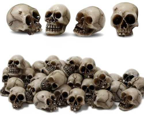 Scinzene 20 Stück Mini Totenkopf Schädel, Blumentopf Dekoration Deko, Halloween Deko Hallowee, Für Spukhaus und Halloween Horror Party