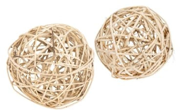NaDeco Brunch Ball geschält, Durchmesser ca.12 cm, Set mit 2 Stück | Regenkugel weiß | Rankenkugel | Rattanball | Rattankugel | Dekokugel | Dekobälle | Weidenkugel | Weidenbälle | Naturkugel