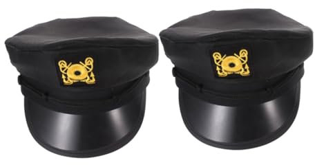 VICASKY 2pcs Captain Sailor Hat Stylish Festival Hat Versatile Use for Stage Performance Cosplay Event