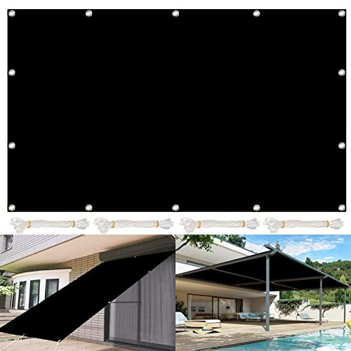 Blue Striped Sun Shade Sail 3m x 4m Pergola Cover with 90% Shading Rate and Reinforced Grommets for Patio Porch Garden Canopy