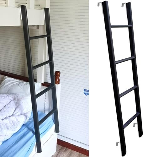 Heavy Duty Metal Bunk Ladder for Dorm Loft Beds 4/5 Step Auxiliary Climb Ladders with Hooks & Fitting 116cm Height