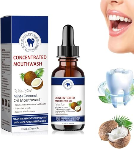 Powerful Organic Coconut Peppermint Pulling Oil, Coconut Oil Mouthwash Essential Oil, Coconut Fresh Oil-Pulling Mouthwash, Pure Organic Coconut Oil Pulling for Teeth (1)