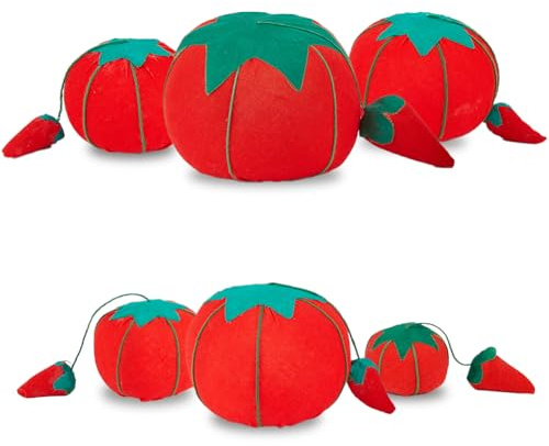SUPERFINDINGS 6 Stück Nadelhalter Für Tomatennadeln Süße Nadelkissen Mit Fruchtnadeln 3.62 7.28(1) cm Rote Nadelkissen Aus Baumwolle Tragbare Aufbewahrung Für Sticknadeln Zum Nähen von Hand
