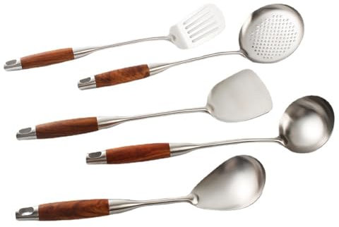 Set di posate in argento, 5/20/30/40 pezzi, in acciaio inox 304, con spatola, cucchiaio, utensili da cucina, spatola, scolapasta, spatola per friggere, set completo di utensili da cucina (argento 20
