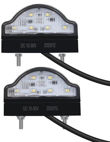 Yinaolan 2 X LED Éclairage de plaque d'immatriculation | 12/24V Éclairage de plaque d'immatriculation étanche 6 SMD pour voiture, remorque, camion, caravane, bateau, véhicule