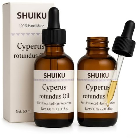 Cyperus Rotundus Oil for Hair Removal 2 PACKS – 100% Pure Natural Cyprus Oil – Organic Herbal Cypress Root Extract for Smooth Skin, Reducing Body Hair Growth, Ingrown Hair & Nourishment – 60ml