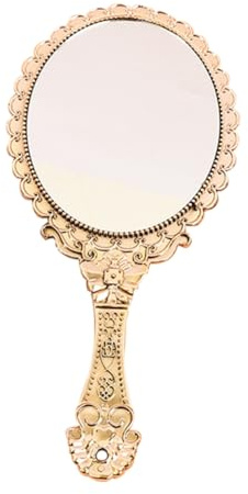 Mikinona Vintage Handspiegel Klein Barockdesign Rosen Gold Reise Schminkspiegel Klarer Bildspiegel Handlich Für Damen Und Friseure