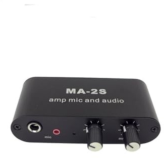 HUANGING MA2S Préampli Son Stéréo Petit Préamplificateur Amplificateur Dynamique Micro 75X pour Podcast Streaming Fonction 3 Ports de Sortie