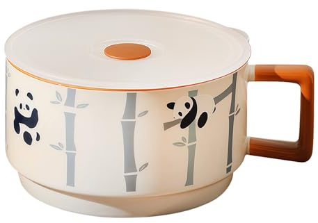 Suppenschüssel mit Griff und Deckel, Mikrowelle Ramen Bowl Becher für Instant Nudeln, Haferflocken, Salat, Suppe, Müsli