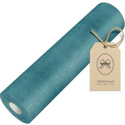 100%Mosel Vlies Tischläufer, in Petrol (30 cm x 25 m) | Blau-grüner Farbton – edle Tischdeko für Geburtstag und moderne Tischdeko – Meterware von der Rolle, zuschneidbar