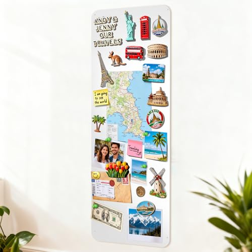 LYZZXI Magnettafel Weiß aus Metall im Schmalformat: Reiseschätze zeigen | Mode Magnetwand für Fotos & Souvenirs - Urlaubsmagnete Display Board im Format 30 × 70 cm für Küche & Flur