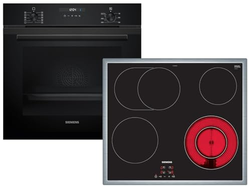 Siemens Set EQ522K1BZ Backofen Deep Black Inox HB237GBB3 + Glaskeramikkochfeld autark ET645BNA1E
