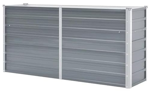 Trädgårdsbädd av galvaniserat stål 160 x 40 x 77 cm – grå, hållbar och väderbeständig för grönsaker, örter och blommor – perfekt för små trädgårdar och balkonger
