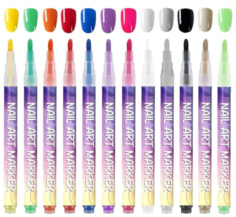 Lot De 12 Stylos nail.arts 3D – Stylo nail.arts À Pointe Fine 0,5 Mm, Stylos À Vernis À Ongles,Marqueurs À Séchage Rapide Pour Ongles De Pieds Beauté Outils De Manucure, Adapté Aux enfant