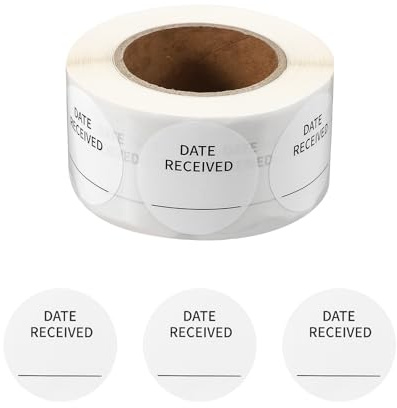 PATIKIL 500 Pcs Etichette Rotolo Data Ricezione 1.25 Pollici Bianco E Nero